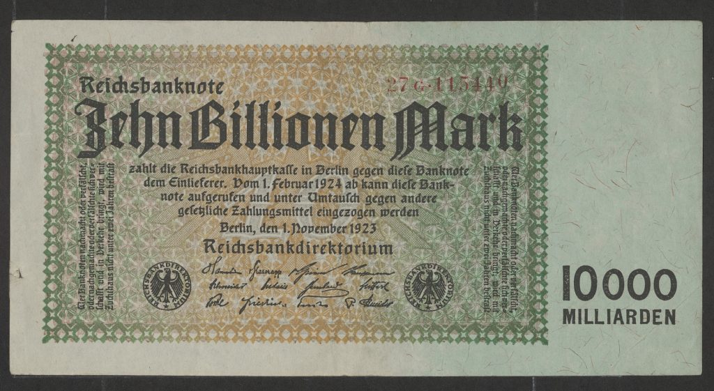 Billet allemand hyperinflation 1923