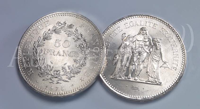 7 piece monnaie argent hercule 4 de 50 francs et 3 de 10 francs 