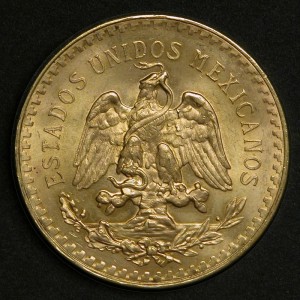 Revers de la pièce d'or de 50 Pesos du Mexique.