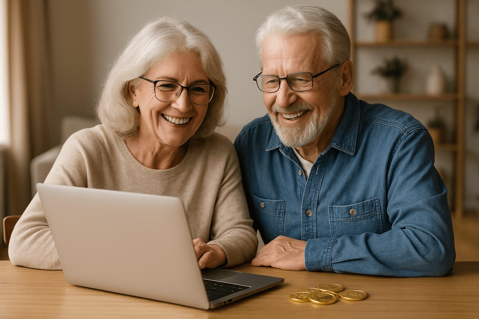 des retraités regardent leur compte "retraite". ils pensent aussi à l'or pour compléter leur pension.