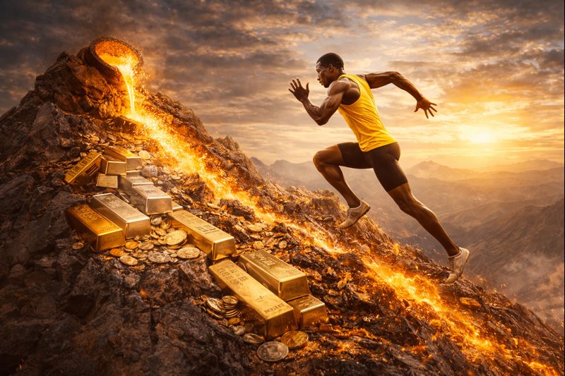 la montagne de records pour l'or, l'argent et le platine.