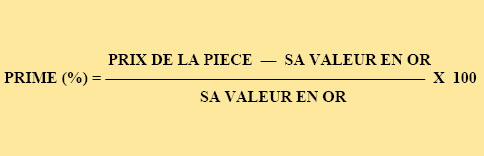 Calcul simple de la prime d'une pièce d'or