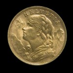 Avers de la pièce d'or 20 Francs Suisse Vrénéli